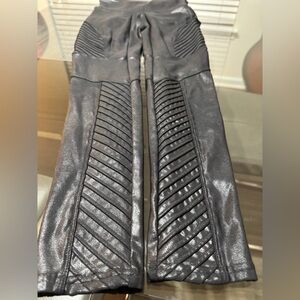SPANX Black Faux Leather Moto Leggings
